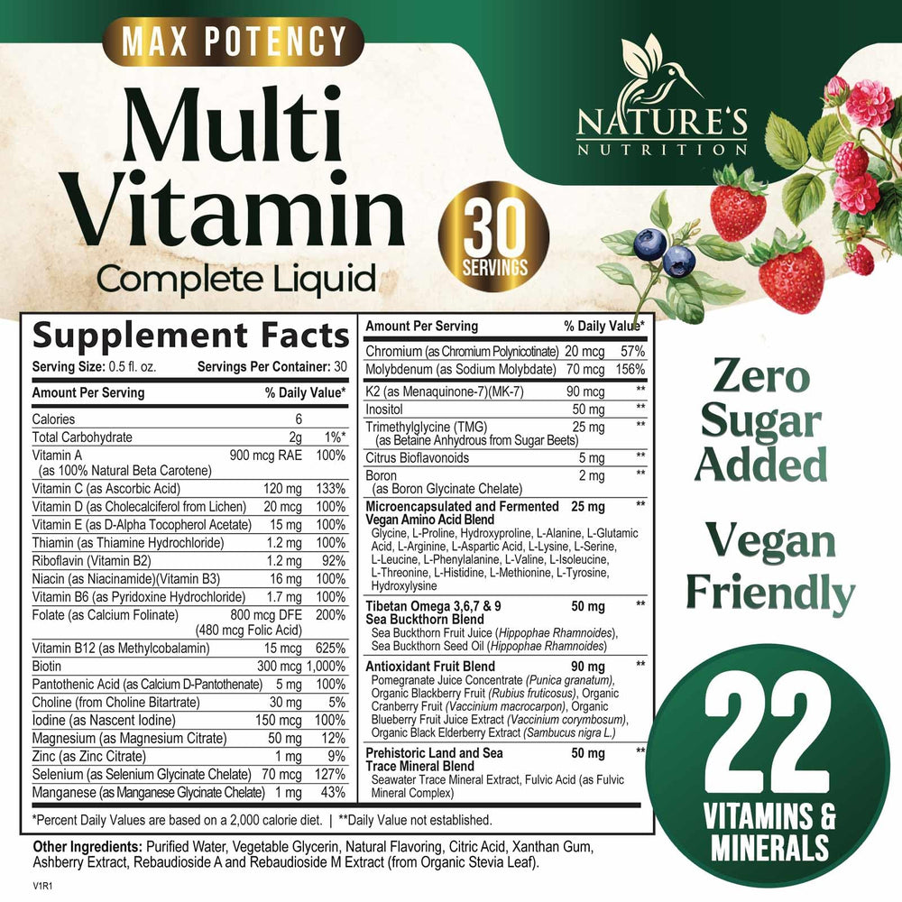 Back label showing ingredients and nutrition facts
