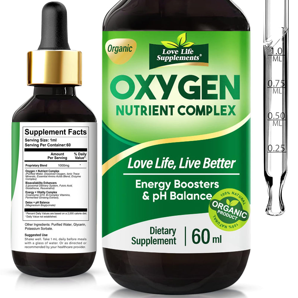 Bottle of Liquid Oxygen Drops with dropper ready for use