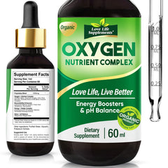 Bottle of Liquid Oxygen Drops with dropper ready for use