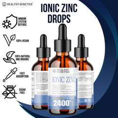 Liquid Zinc Drops bottle with label showing zinc sulfate 2400mg
