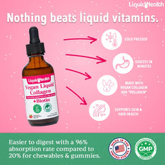 Dropper dispensing vegan collagen liquid drops