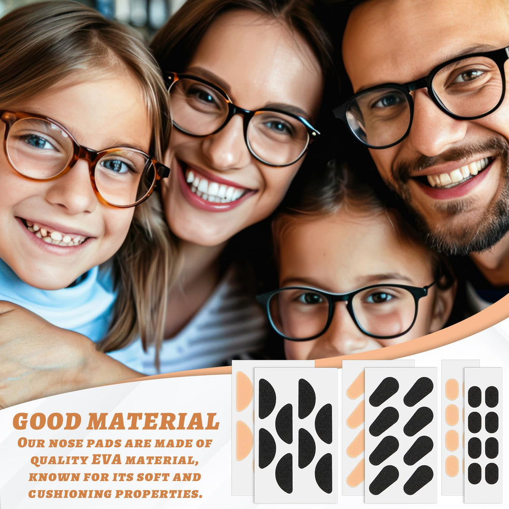 Nose pads attached to eyeglasses for soft cushion and comfort