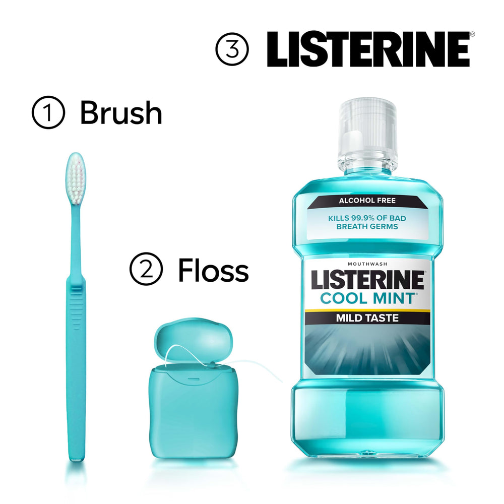 Bottle front view for Listerine Cool Mint Alcohol-Free Mouthwash 500 mL