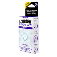 Box packaging of Listerine Ready! Tabs Polar Mint 24-count