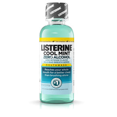 Close-up of the Listerine Zero Cavity Mouthwash bottle label