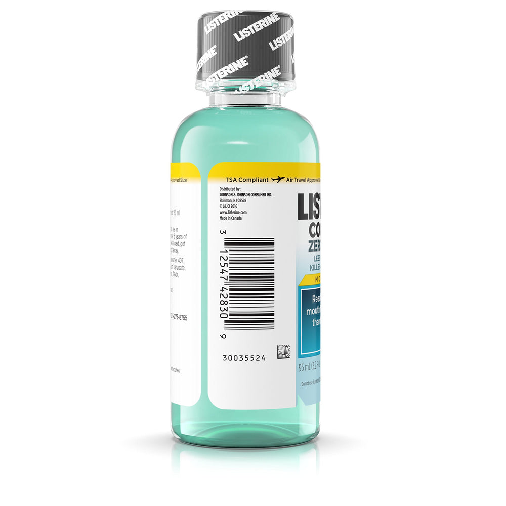 Grocery store shelf with Listerine Zero Cavity Mouthwash 24-pack