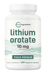 Lithium Orotate 10mg 240 vegetarian capsules pouch