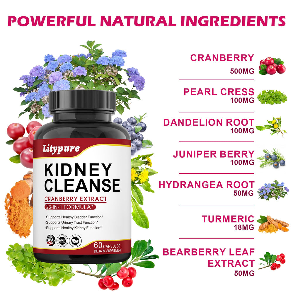 Cranberry extract and botanicals with bottle