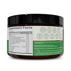 Digestive health and balanced gut concept with greens powder