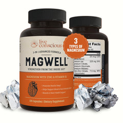 Live Conscious Magwell bottle front showing daily support packaging.