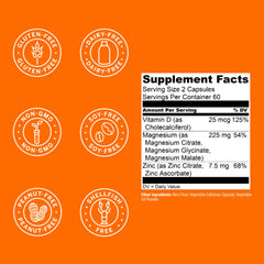 Vitamin D3 and zinc ingredients on Magwell label