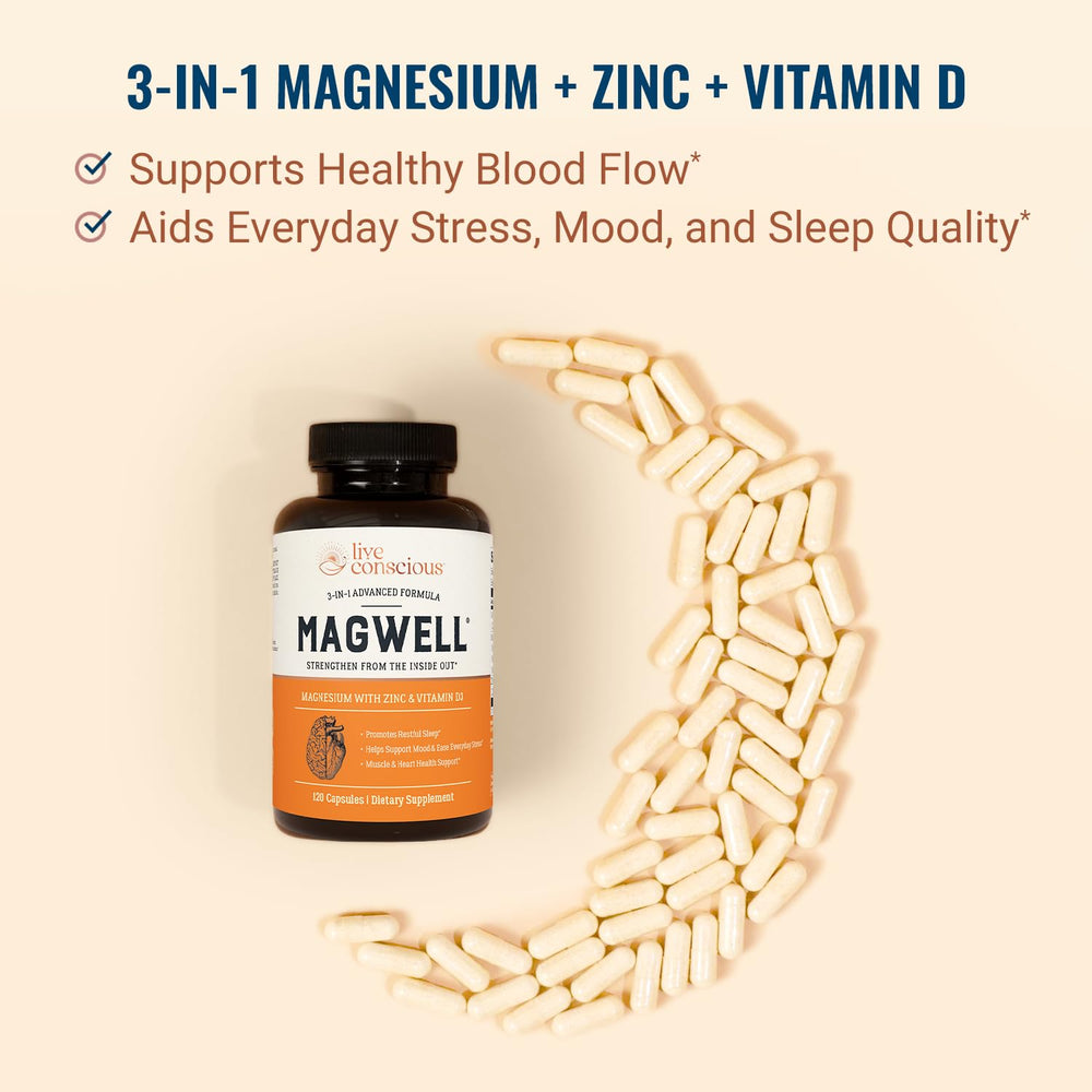 Live Conscious Magwell packaging box with branding and supplement facts.