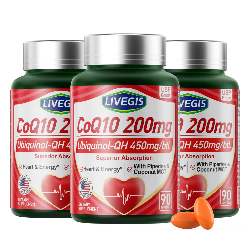 LIVEGIS CoQ10 200mg softgel bottle front view