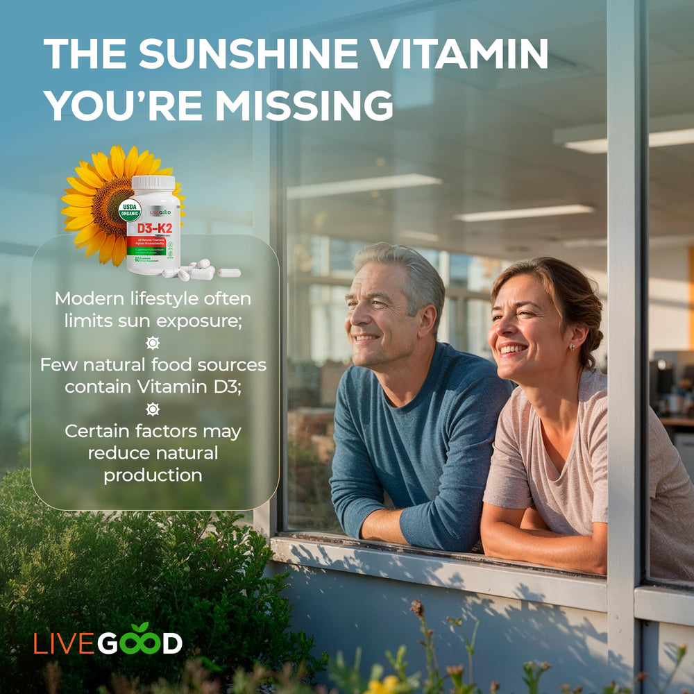 Capsules of LIVEGOOD D3-K2 vitamin supplement