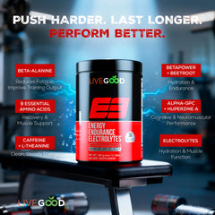 LIVEGOOD E3 glass with mixed drink showing improved hydration and focus