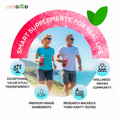 LIVEGOOD E3 packaging and branding highlighting USA-made standards and value