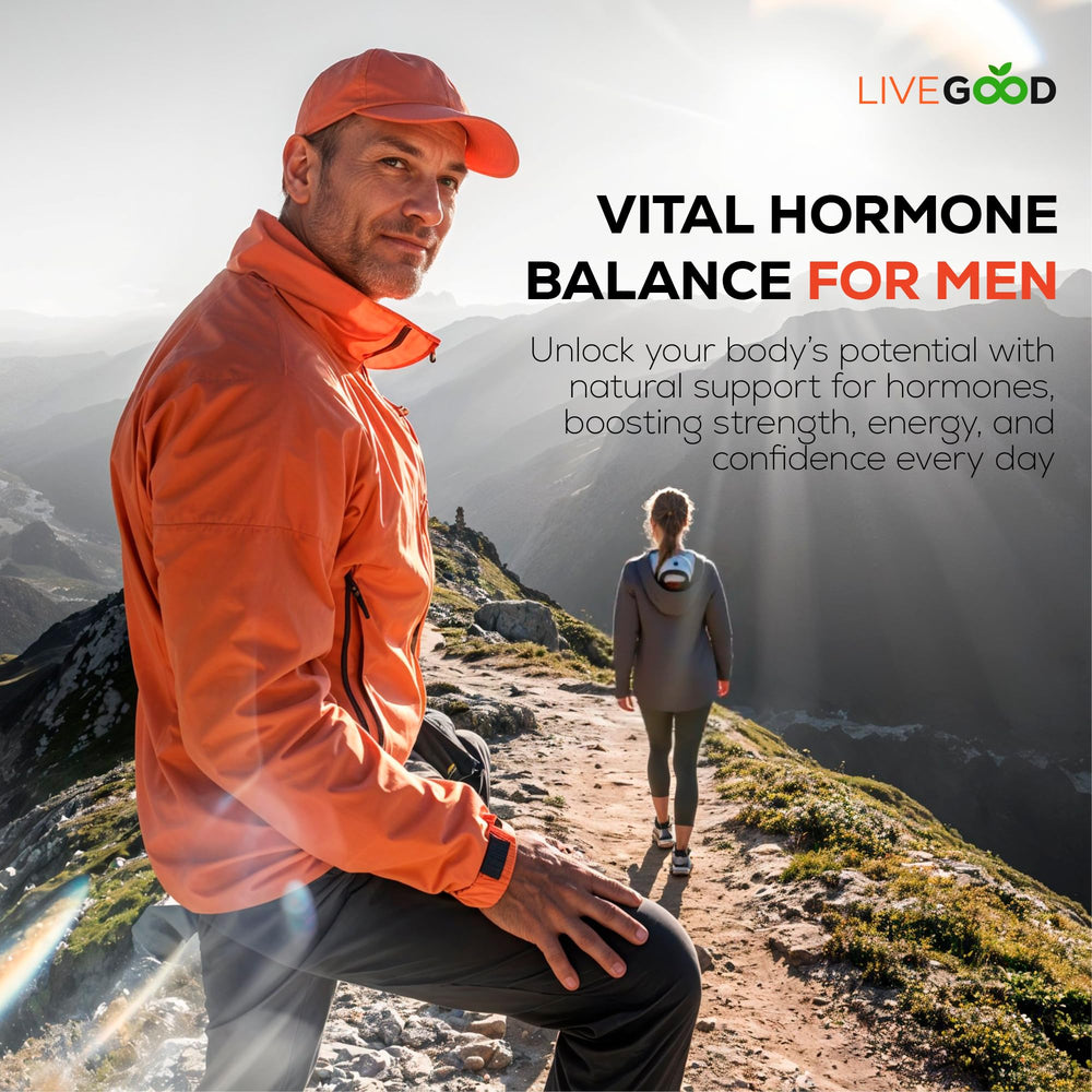 LIVEGOOD Vitality ingredient label close-up features zinc and niacin for essential nutrient support.