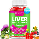 Liver Cleanse Detox Gummies bottle and gummies on white background