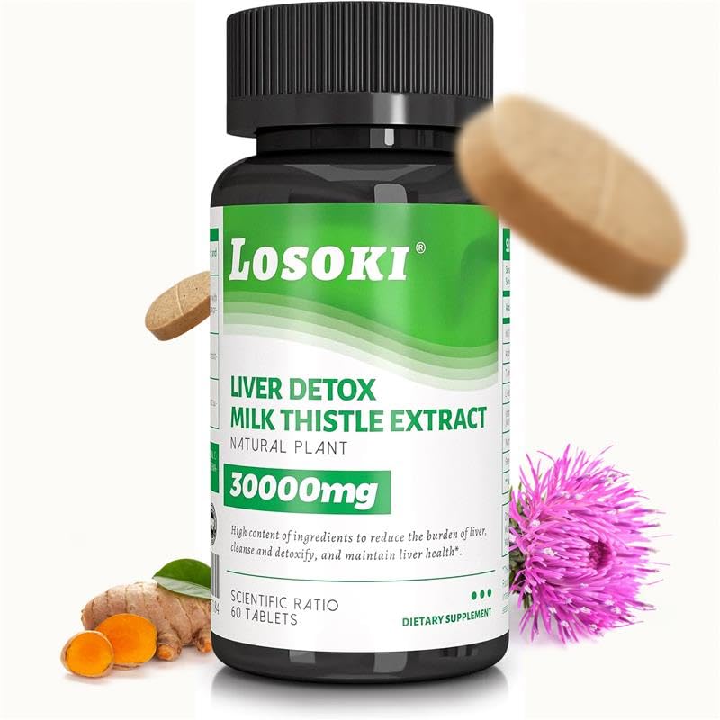 Bottle of Liver Detox Supplement with Milk Thistle, Turmeric, Artichoke and Glutathione on label