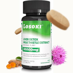 Bottle of Liver Detox Supplement with Milk Thistle, Turmeric, Artichoke and Glutathione on label