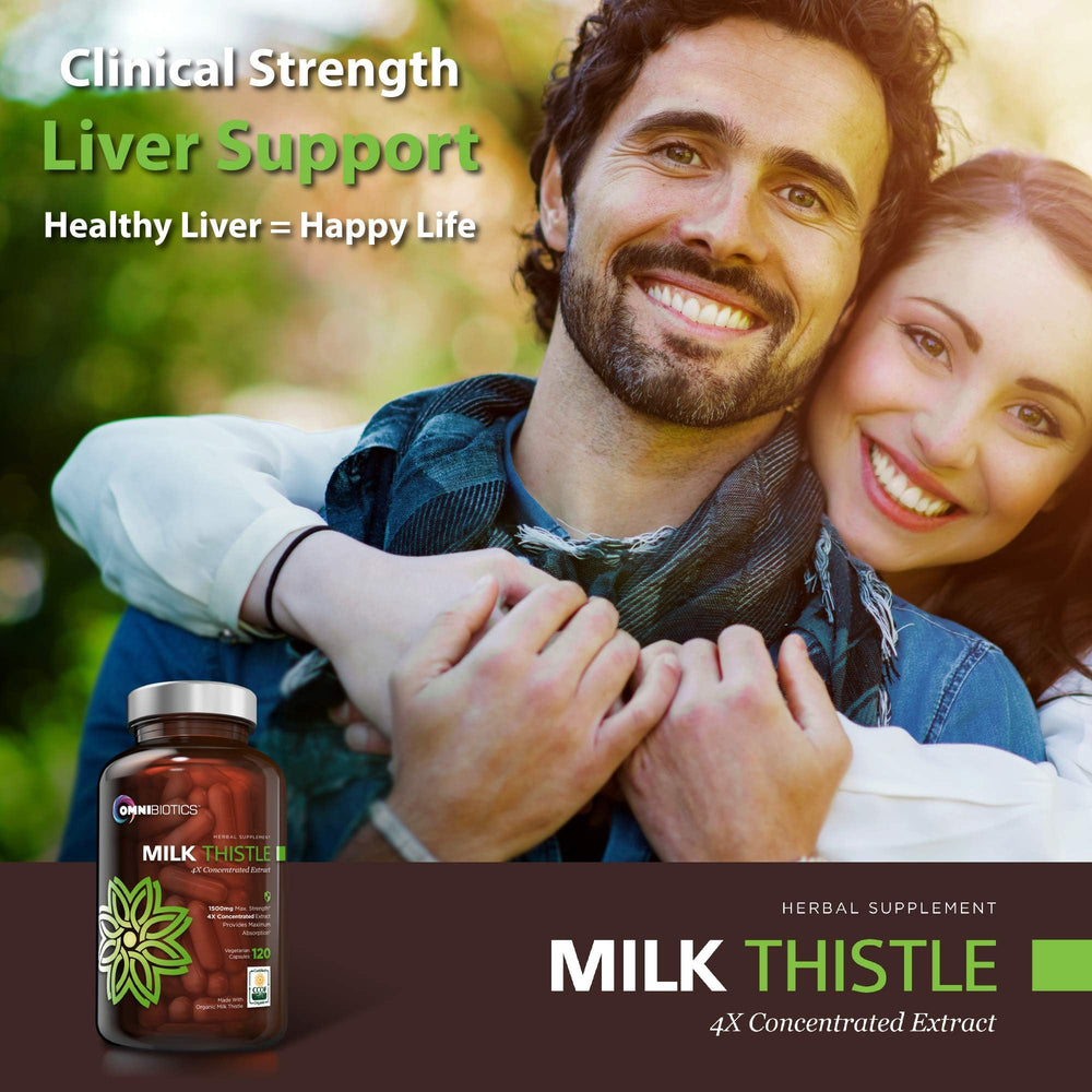 Liver detox and gallbladder support branding for OmniBiotics Milk Thistle