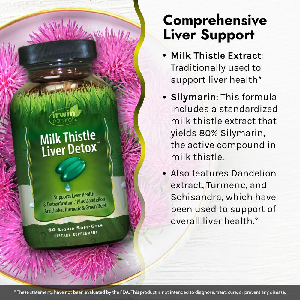 Close-up of liver health supplement bottle and product packaging