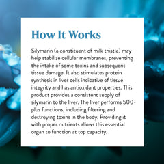 Bottle depicting liver health supplement benefits