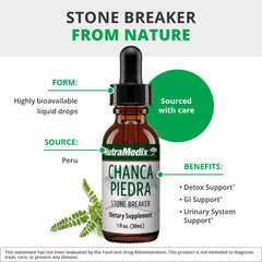 Graphic illustrating liver health support with Chanca Piedra drops