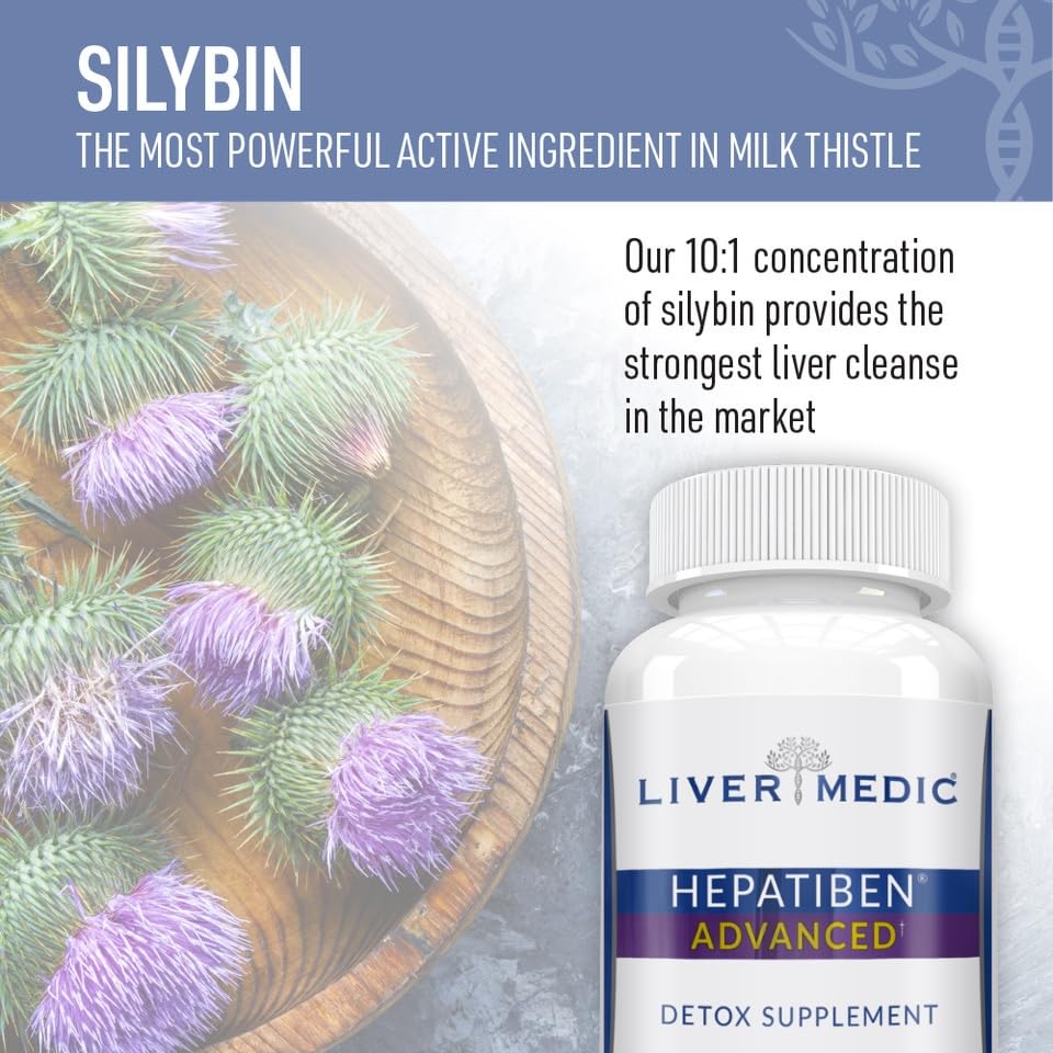 Liver Medic Hepatiben capsules closeup showing dosing convenience for daily use.