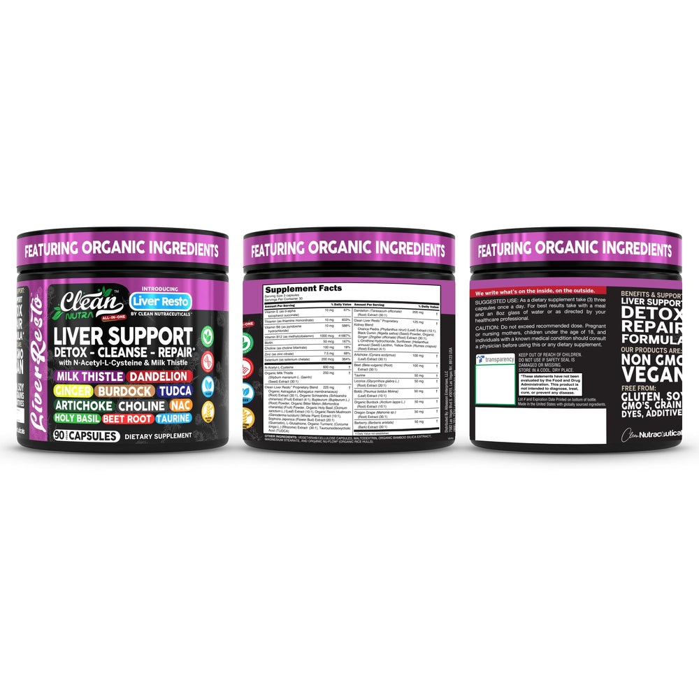 Clean Nutra Liver Resto packaging and bottle