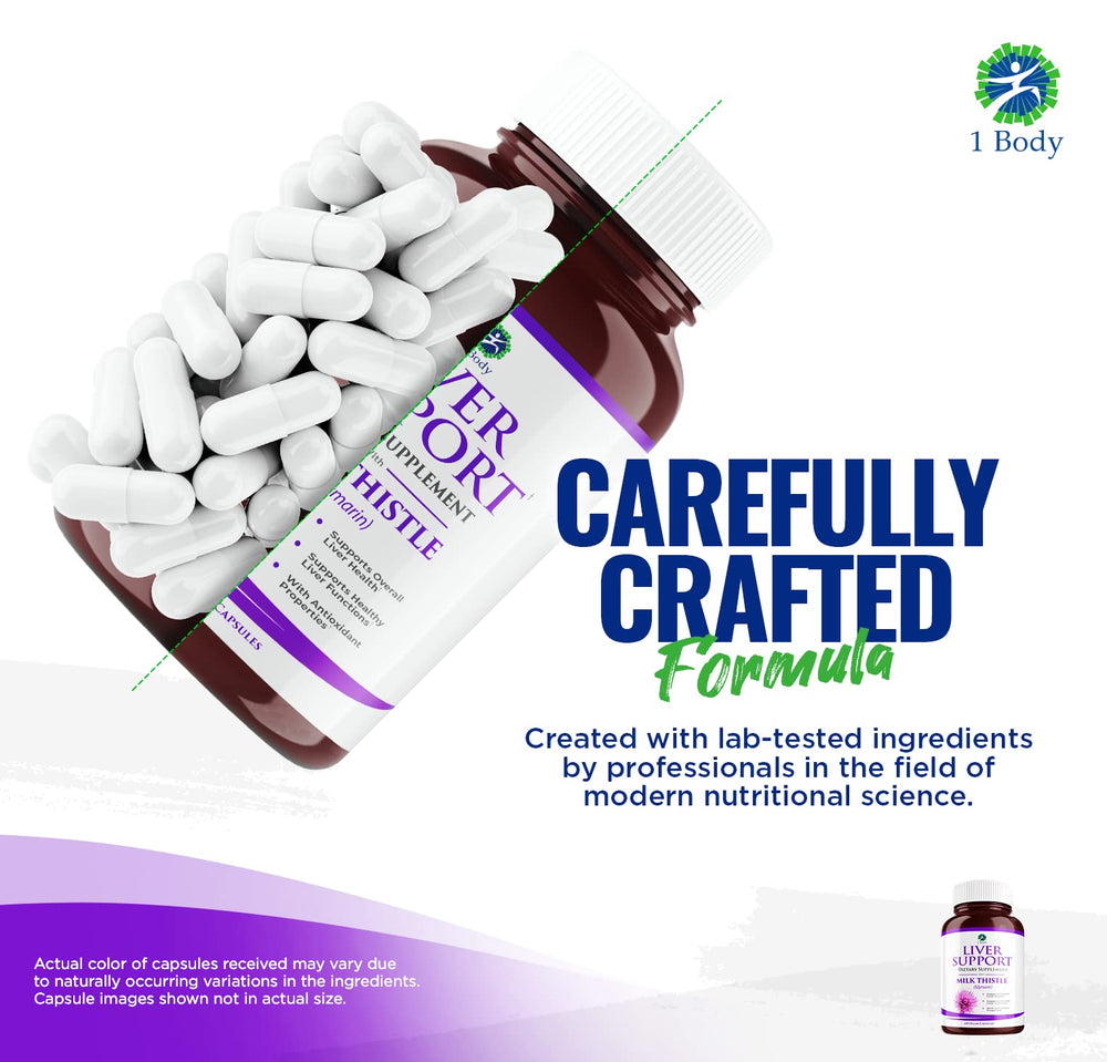 1 Body Liver Support bottle on white background