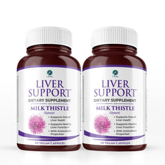 1 Body Liver Support Twin Pack bottle with Milk Thistle, Dandelion, Turmeric, Artichoke and B Vitamins - 120 vegan capsules