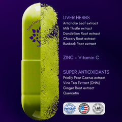 Close-up of liver support veggie capsules