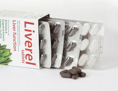 Liverel 60 tablets bottle with label front view