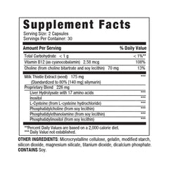 Close-up of Liver Aid label on bottle