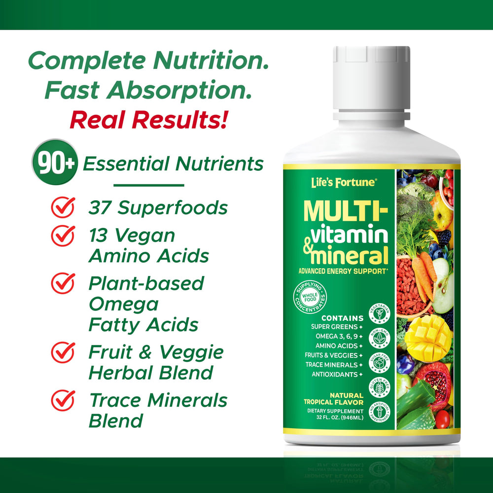 Measuring a dose of Life's Fortune liquid multivitamin