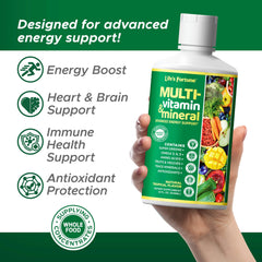 Serving a tropical-liquid multivitamin from bottle