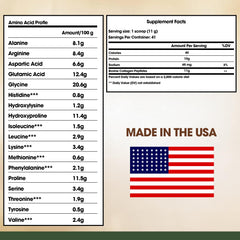 Scoop of collagen powder being added to a glass of water