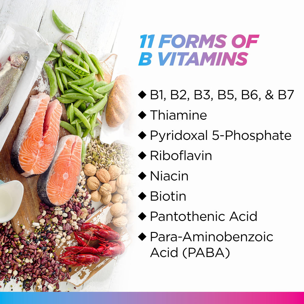 Label highlighting 11 active B vitamins