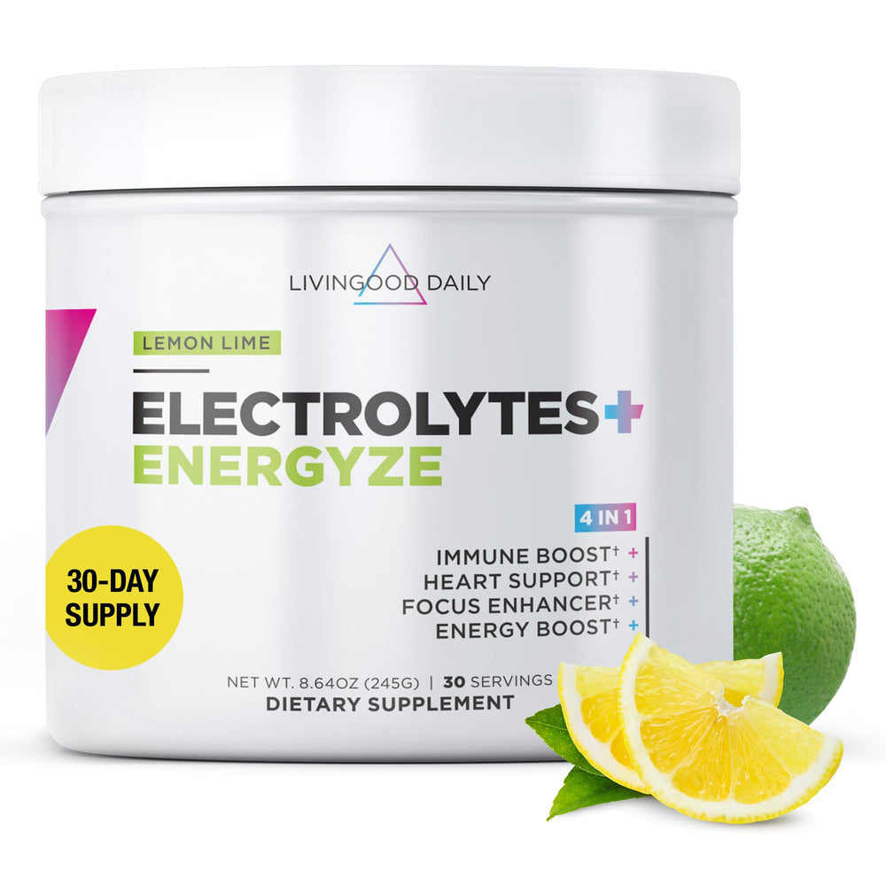 Livingood Daily Electrolytes powder in a glass for refreshed hydration.