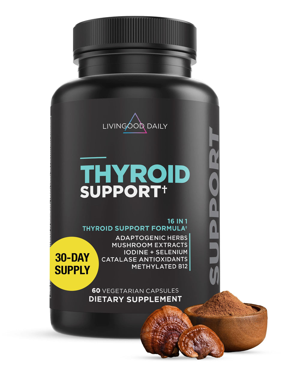 Front view of Livingood Daily Thyroid Support bottle