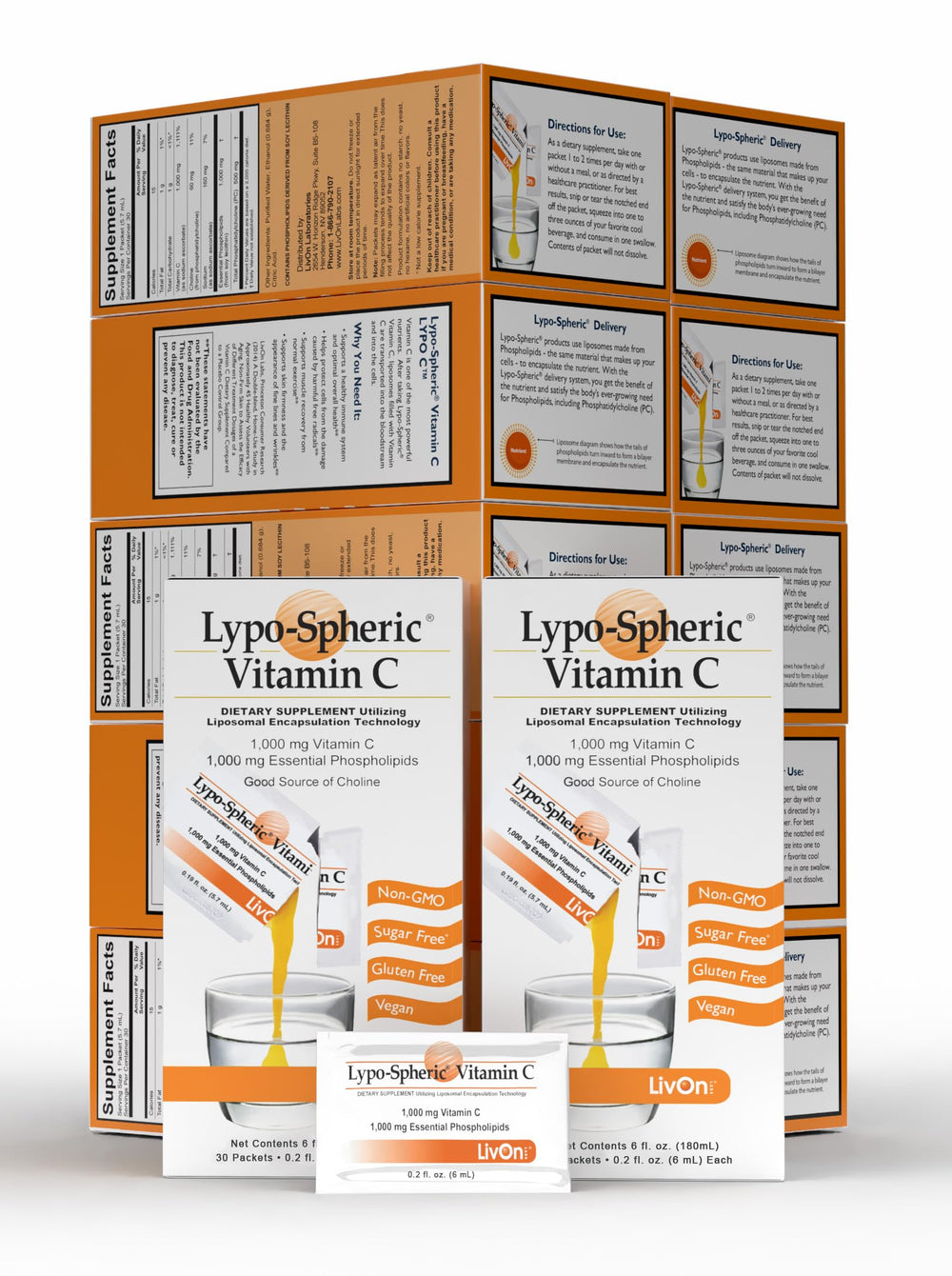LivOn Liposomal Vitamin C packet front for convenient daily immune support