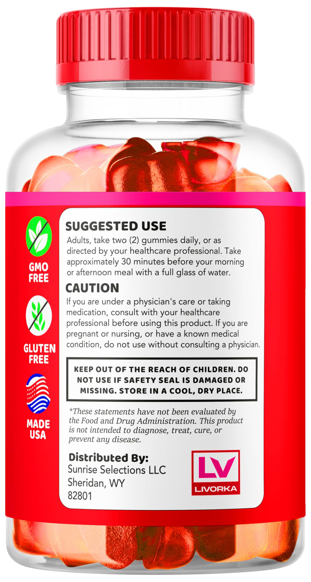 LIVORKA LipoGummy packaging box displaying 60 gummies for a month.