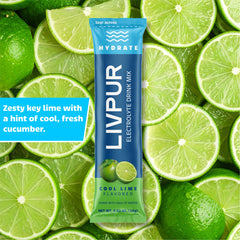 LivPur Electrolyte Drink Mix travel-pack beside backpack ideal for busy days.