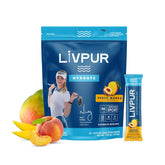 LivPur Electrolyte Drink Mix peach mango pack for on the go hydration