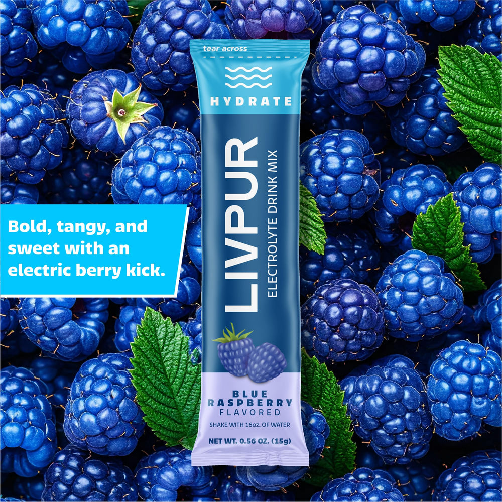 LivPur Hydrate bottle highlighting vitamins and minerals for energy.