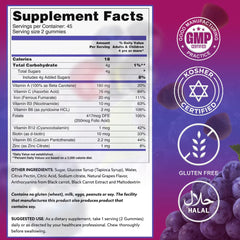 Nutrition facts panel for LIVS Iron Gummies