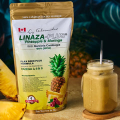 Liz Alexandra Linaza Plus moringa-leaf blend emphasizes a plant-based wellness option