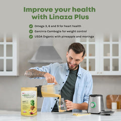 Liz Alexandra Linaza Plus powder-scoop ready to blend into juice or water for a nutritious boost