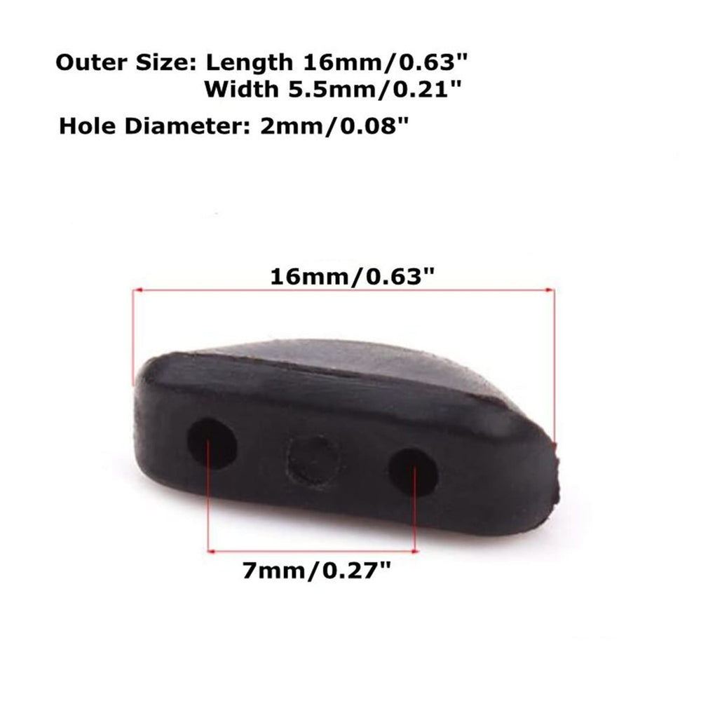 Close-up of two-hole plug-in silicone nose pads in black